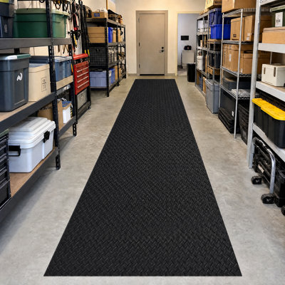 Heavy-Duty PVC Garage Floor Mat Available in Black, Waterproof Anti-Slip Protective Car Mat, Stain Resistant Easy Clean Flooring Cover for Garage, Workshop and Kitchen Spaces