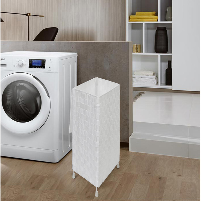 Plastic Laundry Hamper with Handles, White