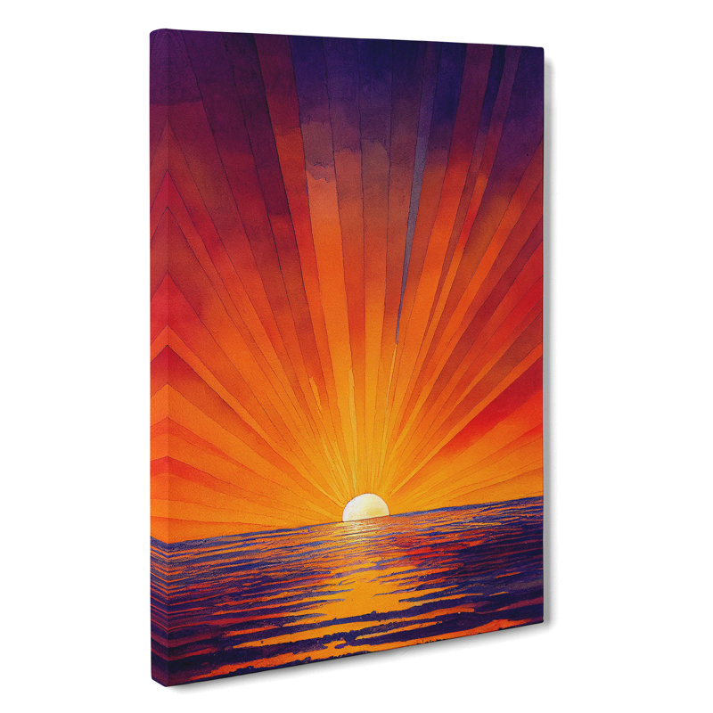 Pretty Ocean Sunset - Wrapped Canvas Painting, 50cm H x 35cm W x 3cm D