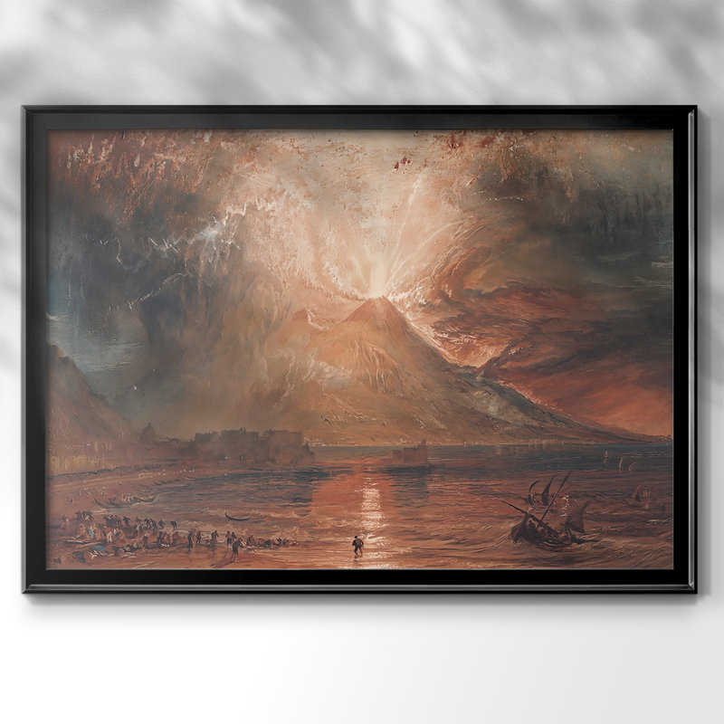 Vésuve dans Eruption-J.M.W. Toile tendue avec cadre Turner-c. 1817, 26,5 x 36,5, Toile avec cadre, Noir