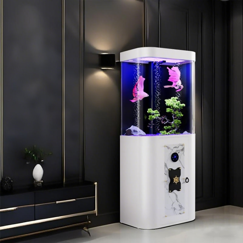 Aquarium blanc sur pied en acrylique résistant aux éclats, Blanc