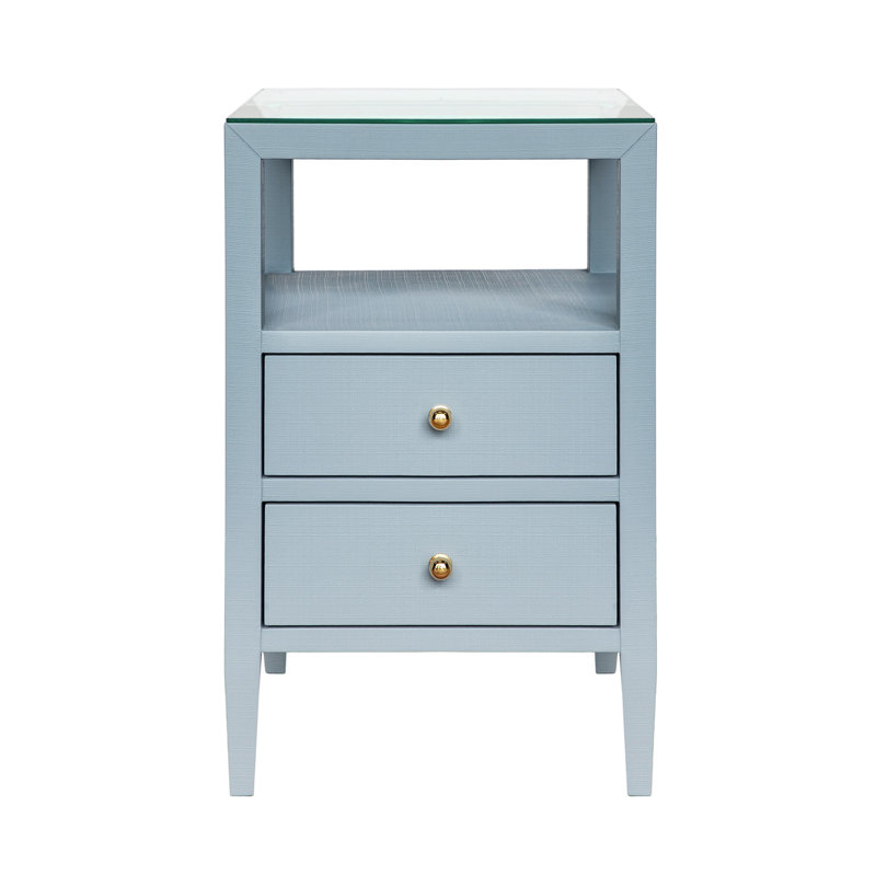 Roscoe Glass Top 2 - Drawer End Table with Storage