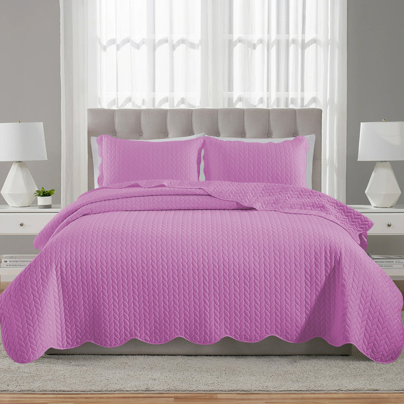 Ensemble de couvre-lit en microfibre , Couvre-lit simple et 1 taie décorative, Mauve