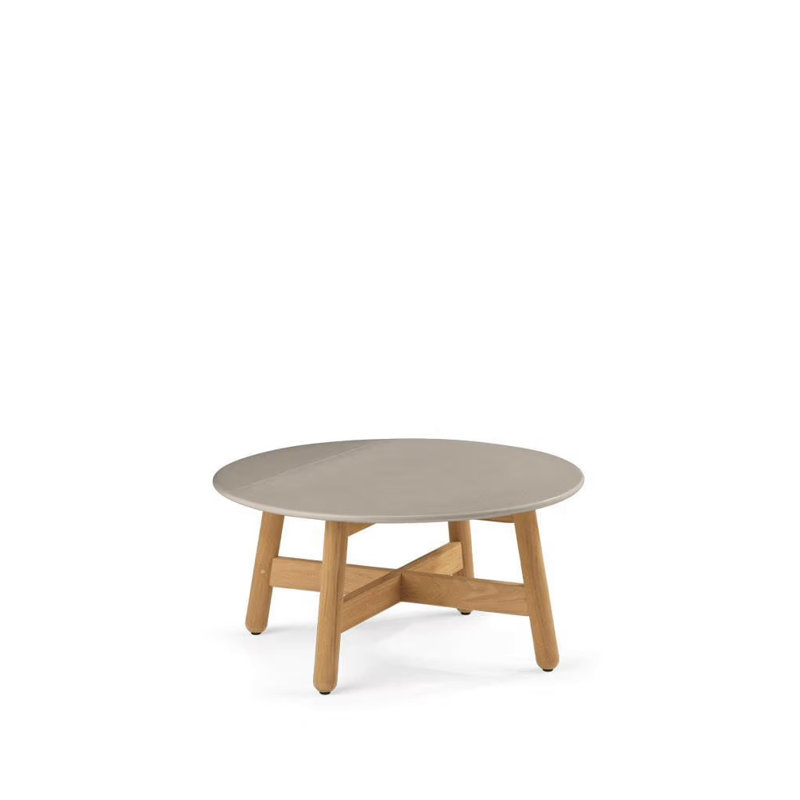 Mbrace Outdoor Round Teak Coffee Table, Taupe