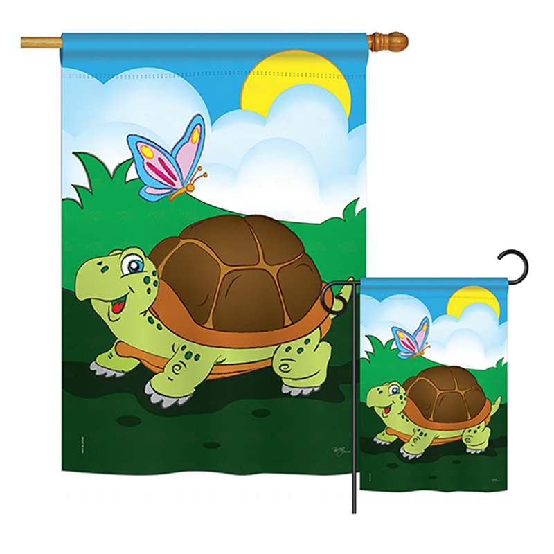 Polyester à 2 côtés 40 x 28 po turtle nature sauvage ensemble de drapeau