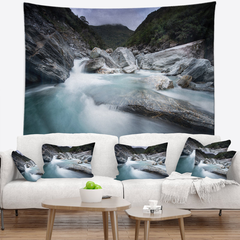 Tapisserie bleu ralenti motion shore, H 50 po x l 60 po