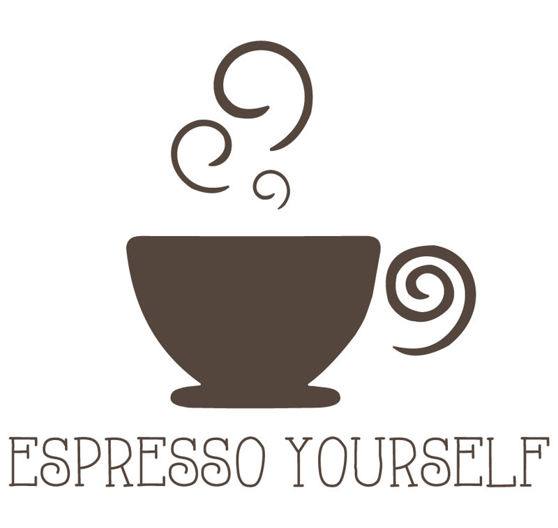 Décalcomanie murale pour expresso, Brun, H 48 po x l 58 po x P 0,01 po
