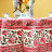 Block Print Cotton Floral Tablecloth White Red-1175566592
