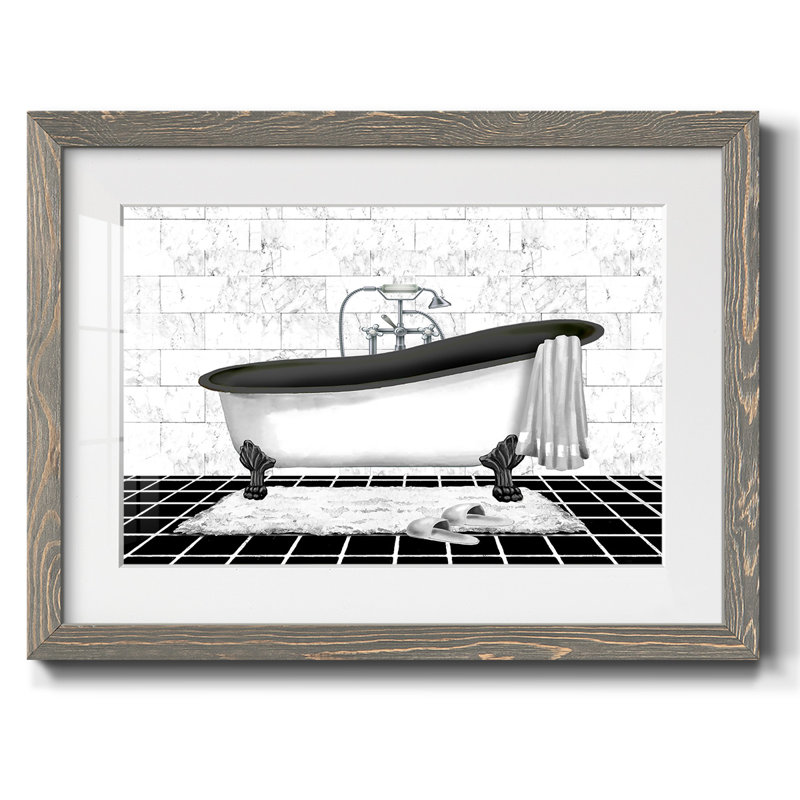«Modern Bath II», reproduction encadrée rustique avec panneau mat, Gris