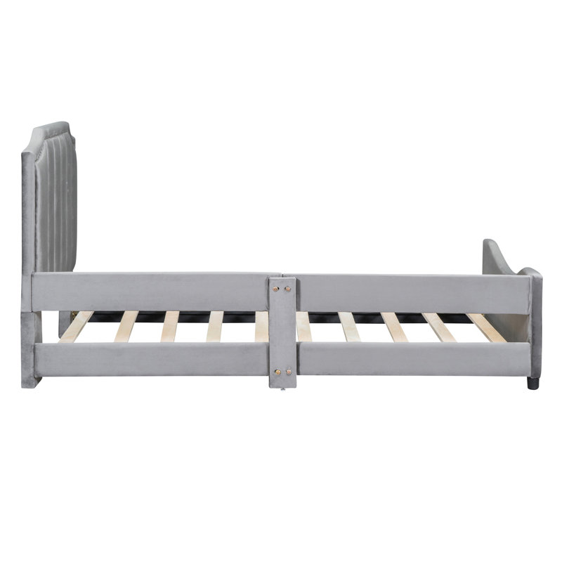 Classic Stripe Headboard Gray Twin Daybed - & Beautiful Velvet With Stylish Appealing, Gray