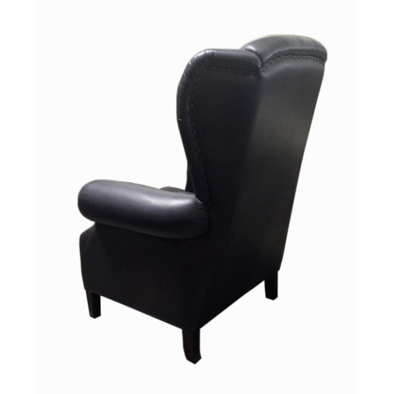 Fauteuil à oreilles en peau de vache de 35,5 po de largeur