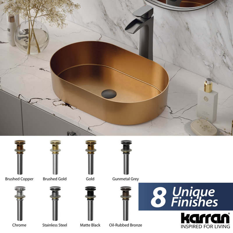 Karran PUOF25 Pop-Up Vanity Bowl Drain with Overflow, Satin Black