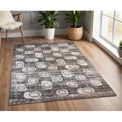 Tapis abstrait brun et beige 4 pi x 6 pi