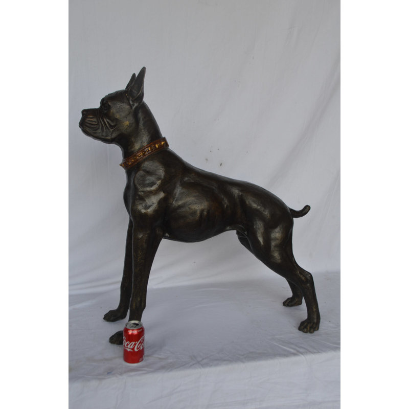 Statue de boxer en bronze - Taille: L 35 po x l 10 po x H 36 po.