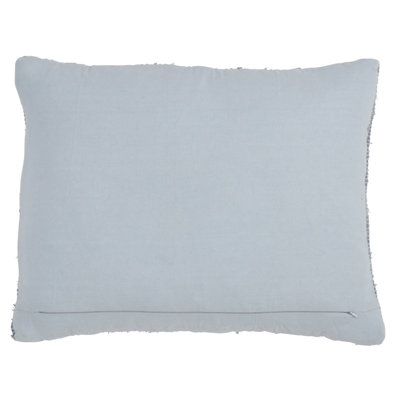 Denim Blue Cotton Chindi Rectangular Throw Pillow