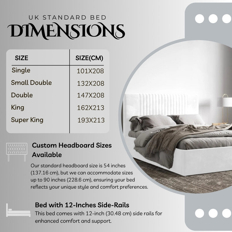Malmo Upholstered Ottman Storage Bed Frame, Single (3'), White