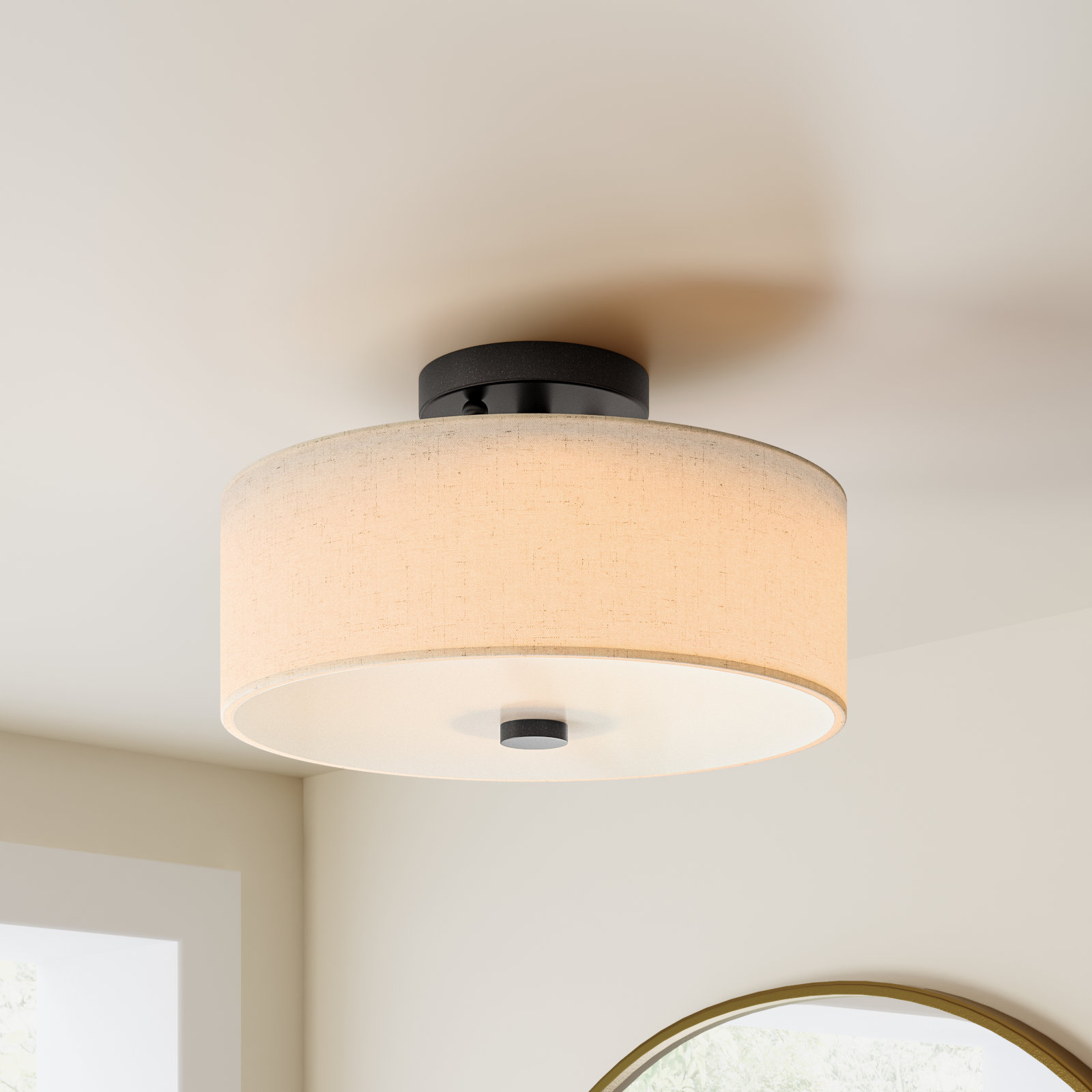 Flaire 3-Light Semi Flush Mount, English Bronze, 7.5" H x 13" W x 13" D