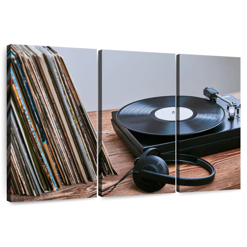 Abarca Vinyls And Record Player, 42" H x 65" W