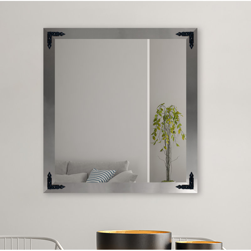 Heavner Flat Wall Mirror, 39" H x 39" W, Silver