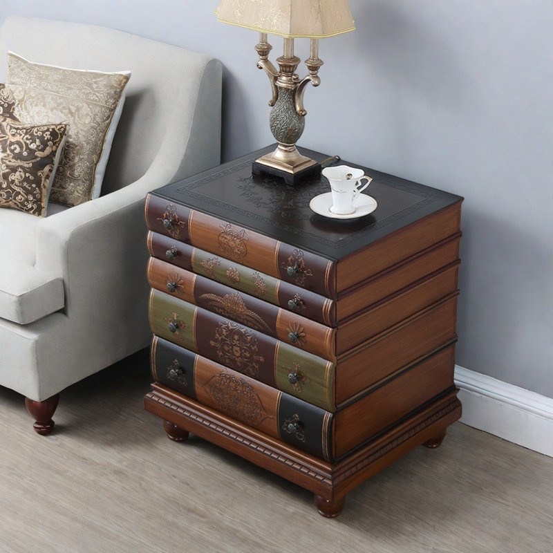 Coffres d'appoint en bois avec livres peints Retro Country