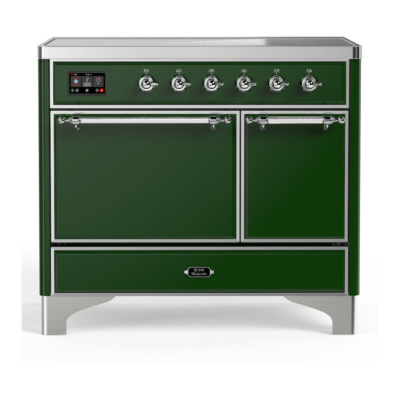Cuisinière à induction de 40 pouces avec 6 éléments à induction en vert émeraude Majestic III Series (garniture chromée)