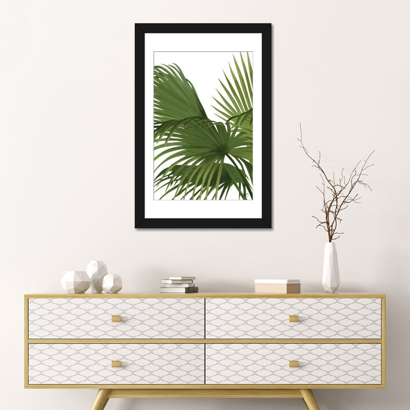 « autre ventilateur palm ii », impression sur toile, H 24 po x l 16 po x P 1 po, Papier d'art encadré noir, Blanc