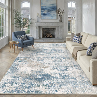 Sarah Modern Abstract Machine Washable Area Rug With Non-Slip Backing