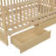 Lit de jour simple en bois avec barrière de sécurité et 2 tiroirs, divisée en lit de jour indépendant et lit de jour, naturel-130120494