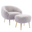 Fauteuil demi-tonneau en velours avec repose-pieds Gudbrand-86882279