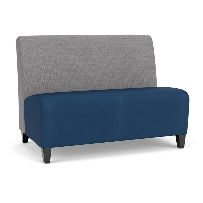Causeuse sans accoudoirs Ravenna, Chambray gris / Patriot Plus Blue Ridge, Bois noir