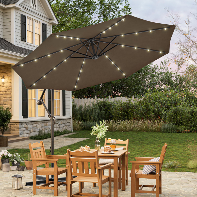 Parasol d'extérieur suspendu en acier Doresha, Taupe
