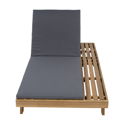 Lounge Chaise Set, Space Available On One Side, Acacia Wood In light brown With Water-Resistant Lounge Cushions (2 Inch Thick)