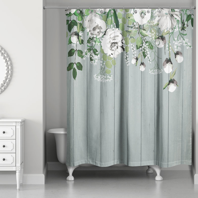 Tonia Floral Shower Curtain, Blue