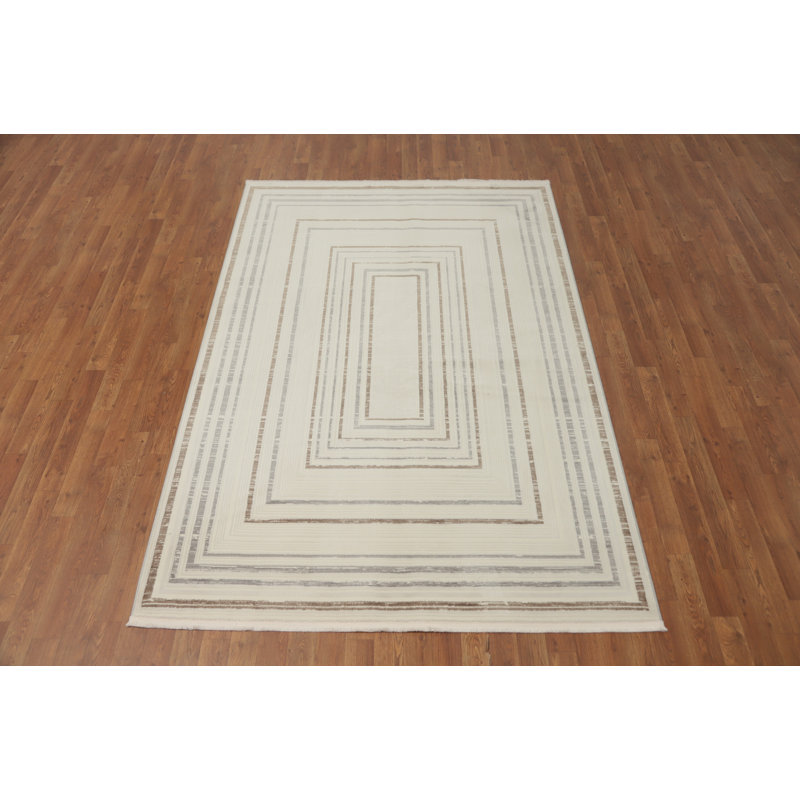 Neutral Tones Elegant Geometric Pattern Rug 5x7