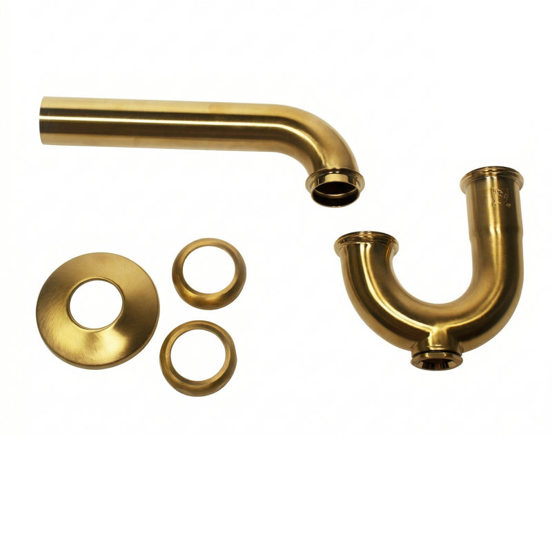 Fireclay Wallmount Bath Sink with Faucet, Drain and P-Trap Set, White/Gold