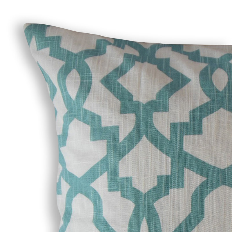 Coussin en coton Callahan, 20 po x 20 po, Vert de mer, Coussin décoratif