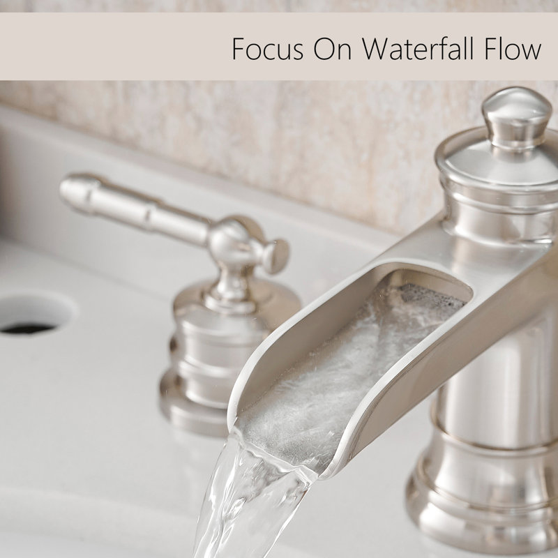 8 Inch Widespread Bathroom Faucet, 3 Hole Brushed Nickel With Pop Up Drain And Double Lever Handle, Scratch Corrosion Resistance Faucet In Nickel, Deck-Mounted Style