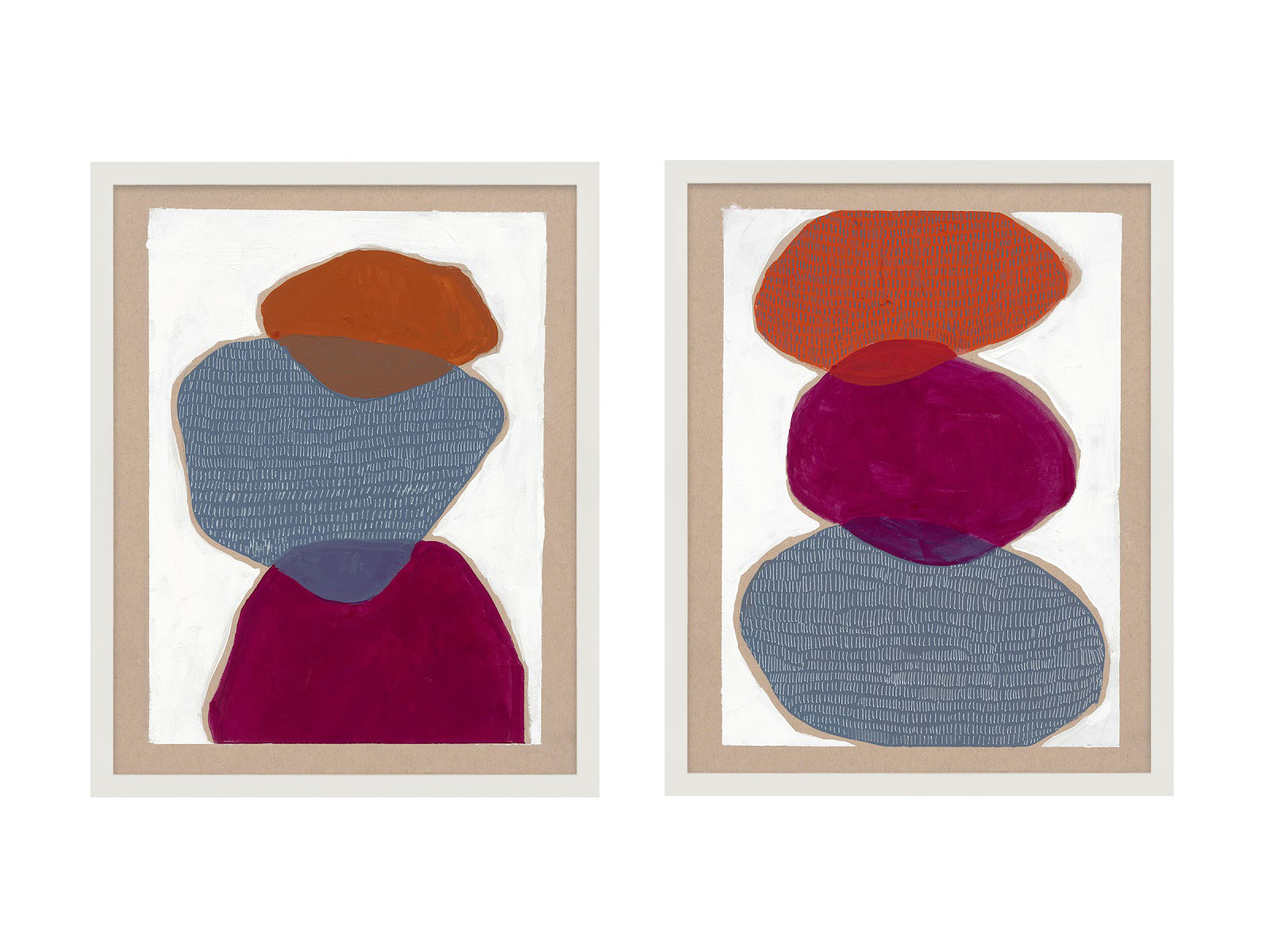 Leola "Counterbalance" 2-Piece Painting Set, White, 50" H x 40" W x 1.25" D
