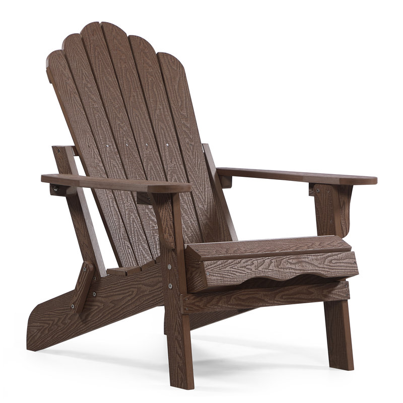 Henninger Foldable Outdoor Adirondack Chair, Dark Brown Oak
