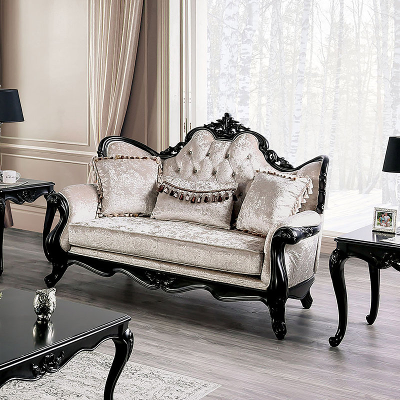 Causeuse rembourrée 70,5 po Tarver, Noir, Polyester beige