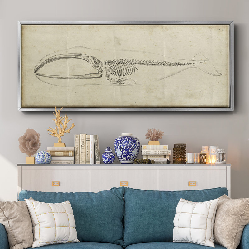 Whale Study I- Framed Canvas, 20" H x 50" W