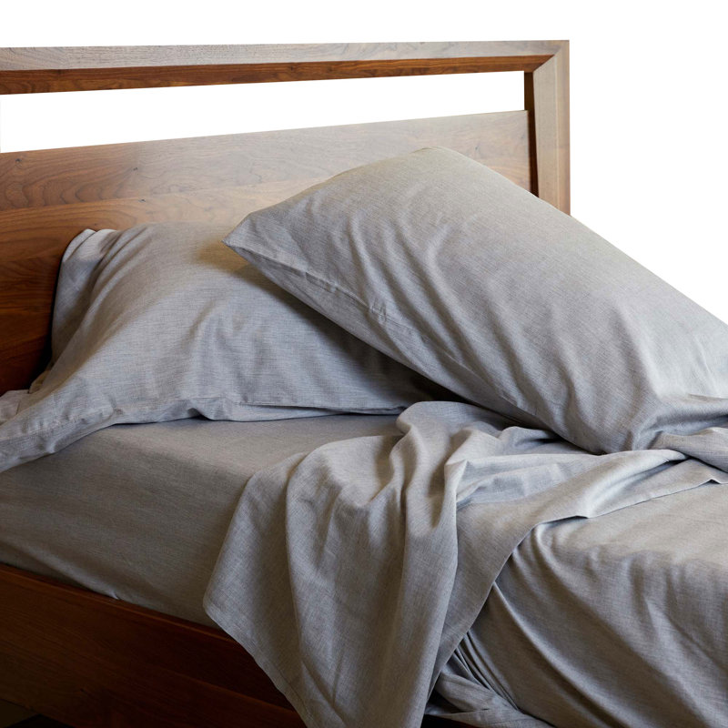 Ensemble de taie d'oreiller BedVoyage - Viscose de bambou + coton - Respirant et confortable, Argent, Grand