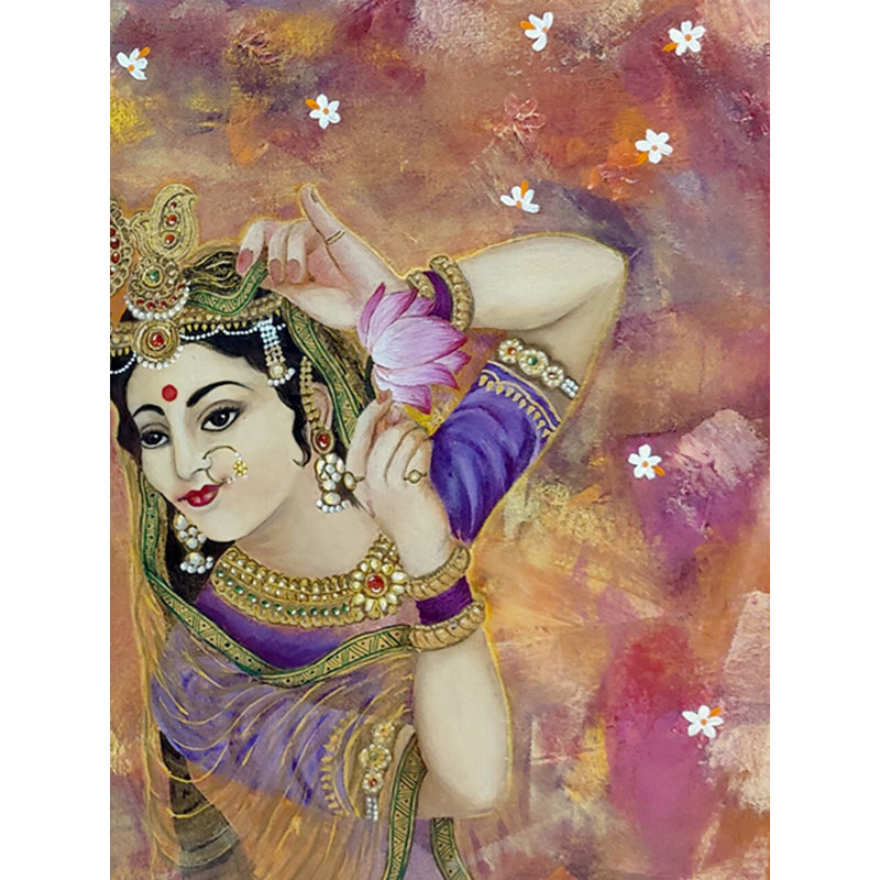 Attrayant Krishna et Radha | Acrylique, encre et huile sur toile | Par Rishma Lath