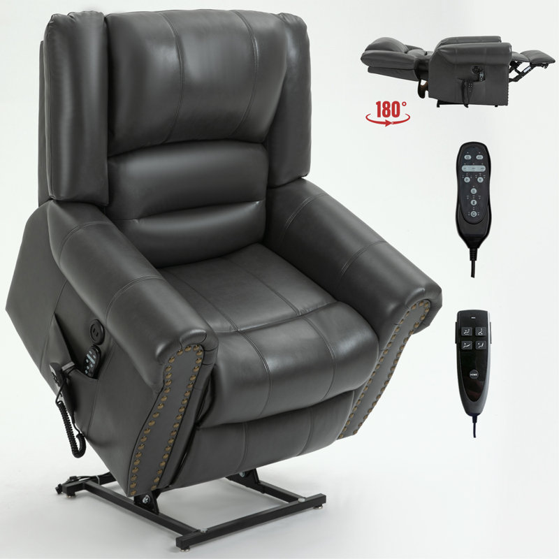 Eysan Power Lift Recliner Chair, Gray Leather
