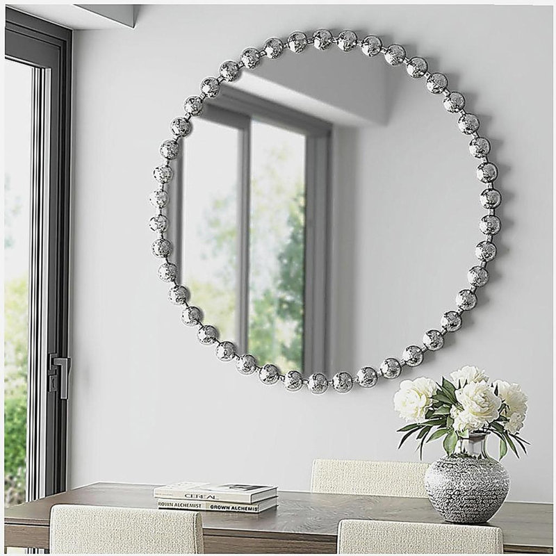 Miroir mural rond 36 po, Argent
