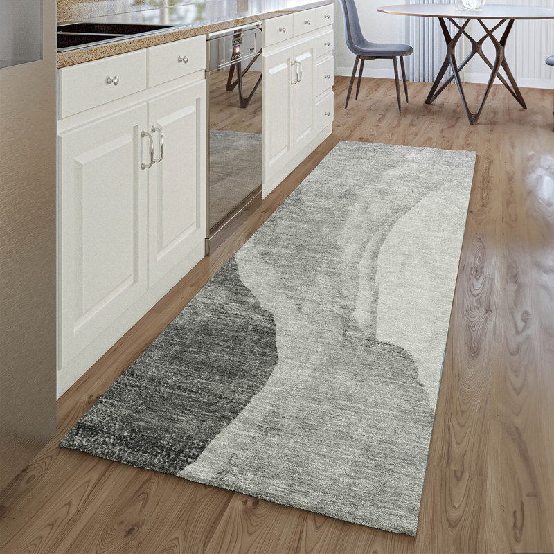 Premium Machine Washable Prisco Gray Rug, Runner 2'3" x 7'6"