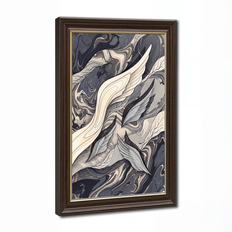 Toile abstraite grise et bleu marine, 24"H x 16"W