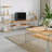 Modern Oak TV Stand with Tempered Glass, 47.2 x 17.7 x 13.8 inches | 100% Pine Solid Wood | 20 lbs Weight Capacity per Shelf | Wall-Mountable Design | Scandinavian Style, Multiple Shelves for Storage & Display