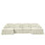 Canapé modulaire classique à trois places en forme de L avec accoudoirs évasés et volants amovibles, jupes plissées et pieds fuselés, canapé à quatre places en chenille confortable avec repose-pieds mobile, blanc beige-413503985