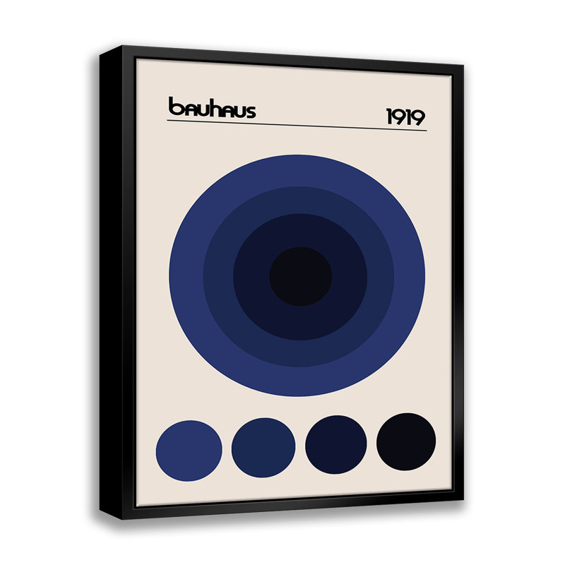 «Bauhaus Blue Circle - Floater Frame», impression sur toile, H 14 po x l 11 po x P 2 po